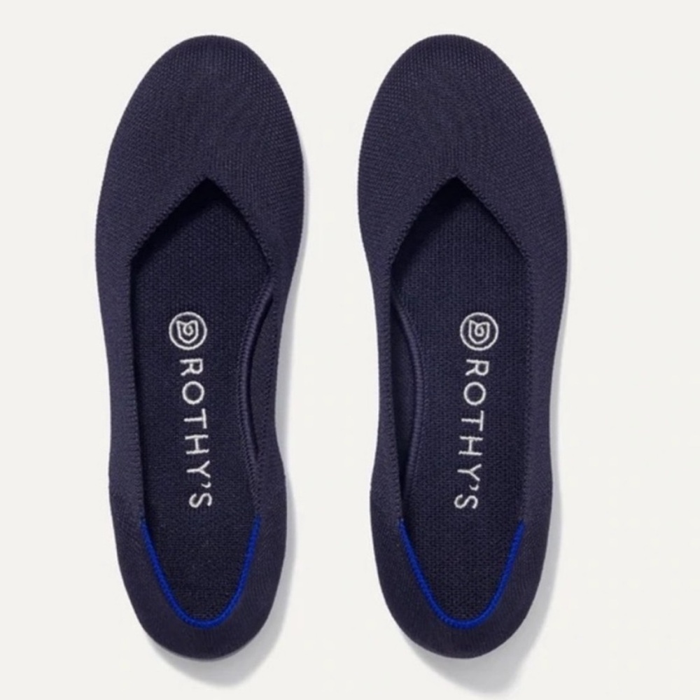 Rothys The Flat Women's Navy Blue Round Toe Slip on Flat Shoes